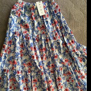 BURU tiered floral maxi skirt